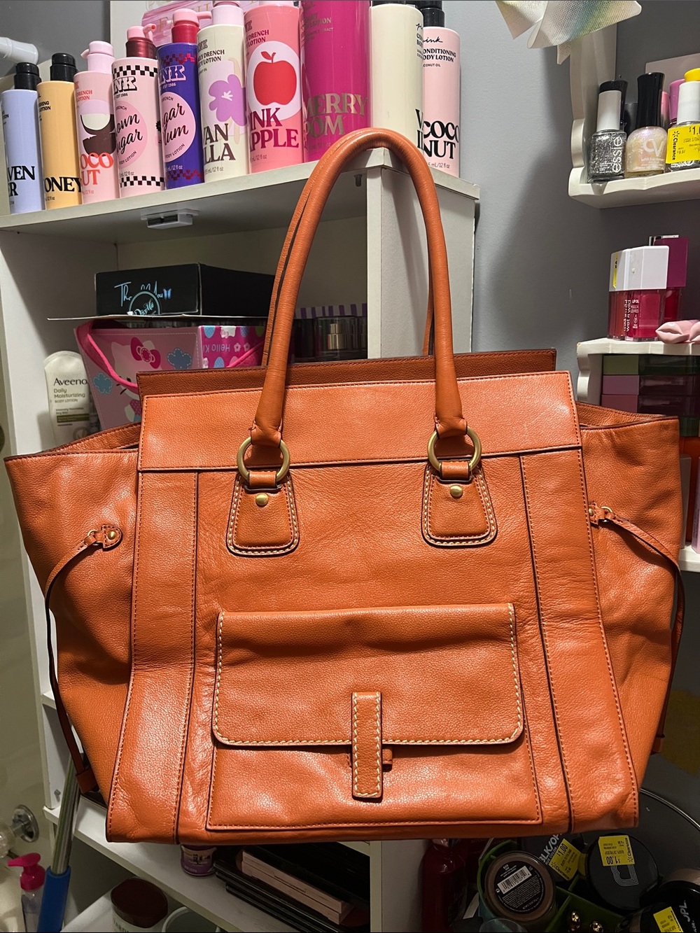 Large Talbots Burnt Orange Genuine Leather Tote